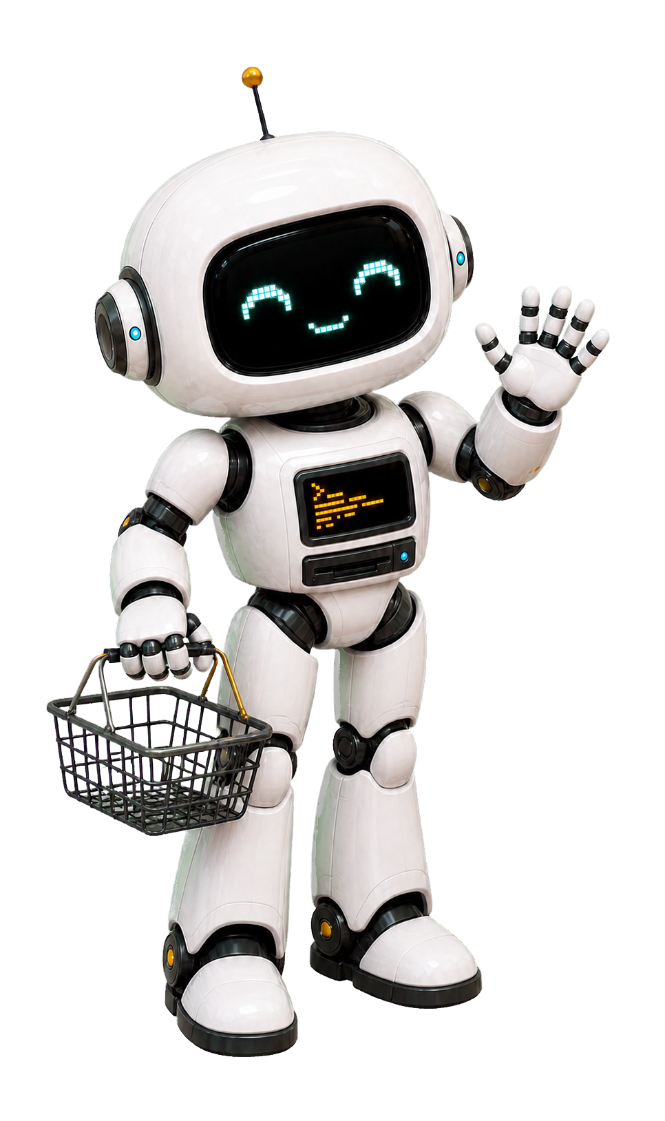 D.O.S.I. happily carries a shopping basket with golden keyfiles.