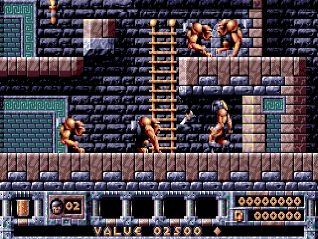 Gameplay scene 1 from Gods (Bitmap Brothers)
