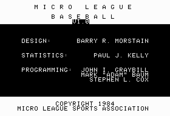 Title and credits of the IBM PC Booter version (composite CGA)