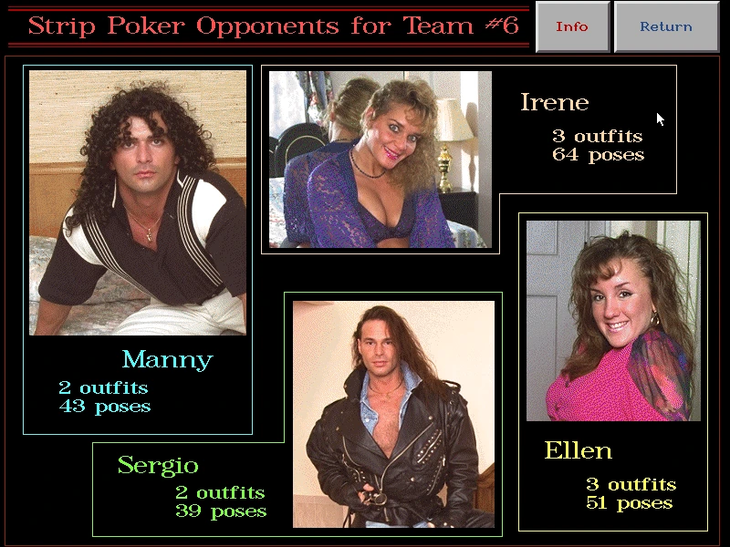Spielszene 1 aus Strip Poker Professional Volume I (Artworx) - Team Unlocker by DOSGAME.AT