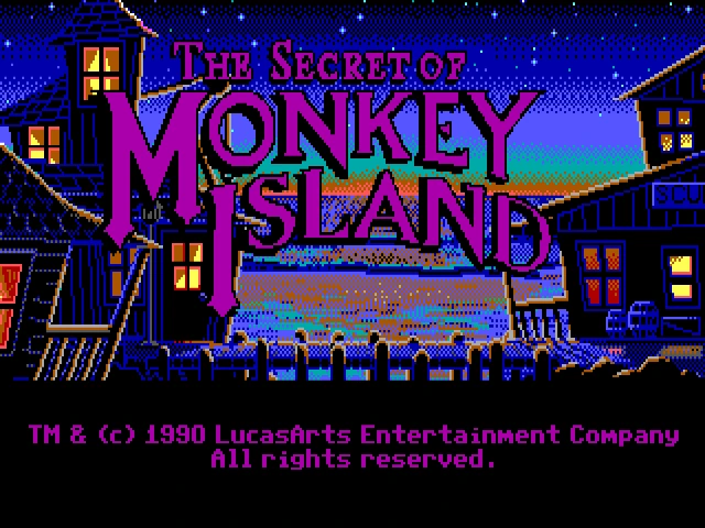 Gameplay scene 1 from The Secret of Monkey Island VGA/EGA (Lucas Arts)