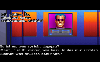 Dialogszene mit einem Bewohner der Stadt